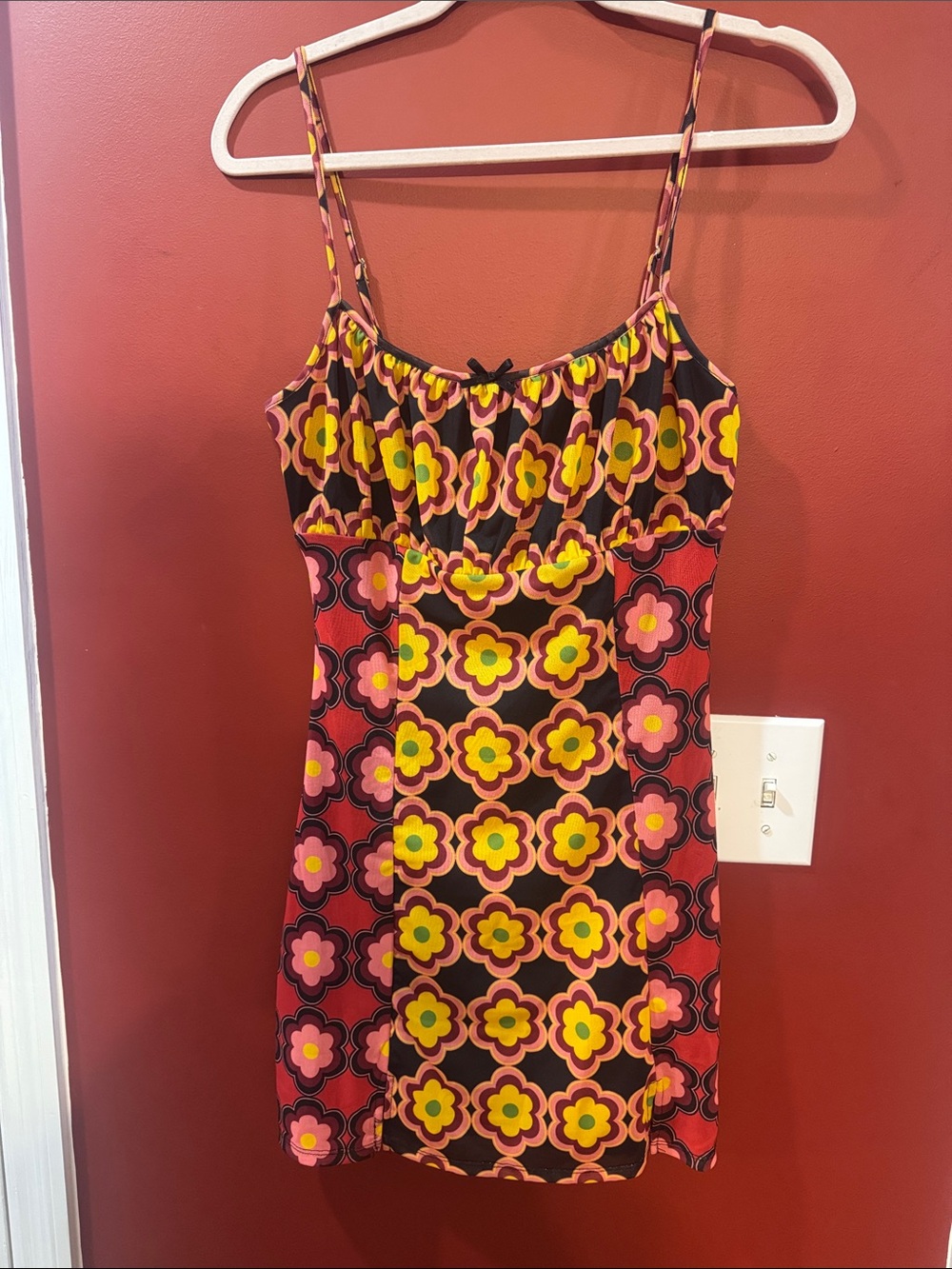 Forever 21 Floral Spaghetti-Strap Mini Dress in Brown, Yellow, Pink
